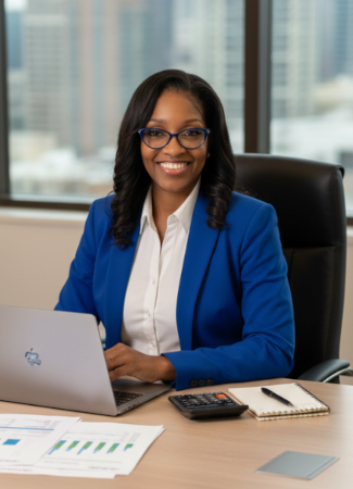 Dana Wilkerson Lynch sitting at a desk